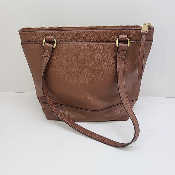 Fossil Women's Patchwork Handbag Purse Brown Black Red Gold Leather 9x8x4" - Picture 4 of 9